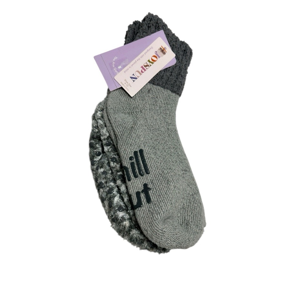 joyspun womens crew slipper socks with grippers 2 pairs grey size 4-10‎